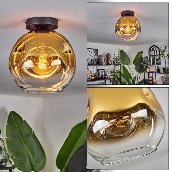 Plafonnier - Verre 25 cm Ripoll Or, Clair, 1 lumière Plafonnier - Verre 25 cm Ripoll Or, Clair, 1 lumière