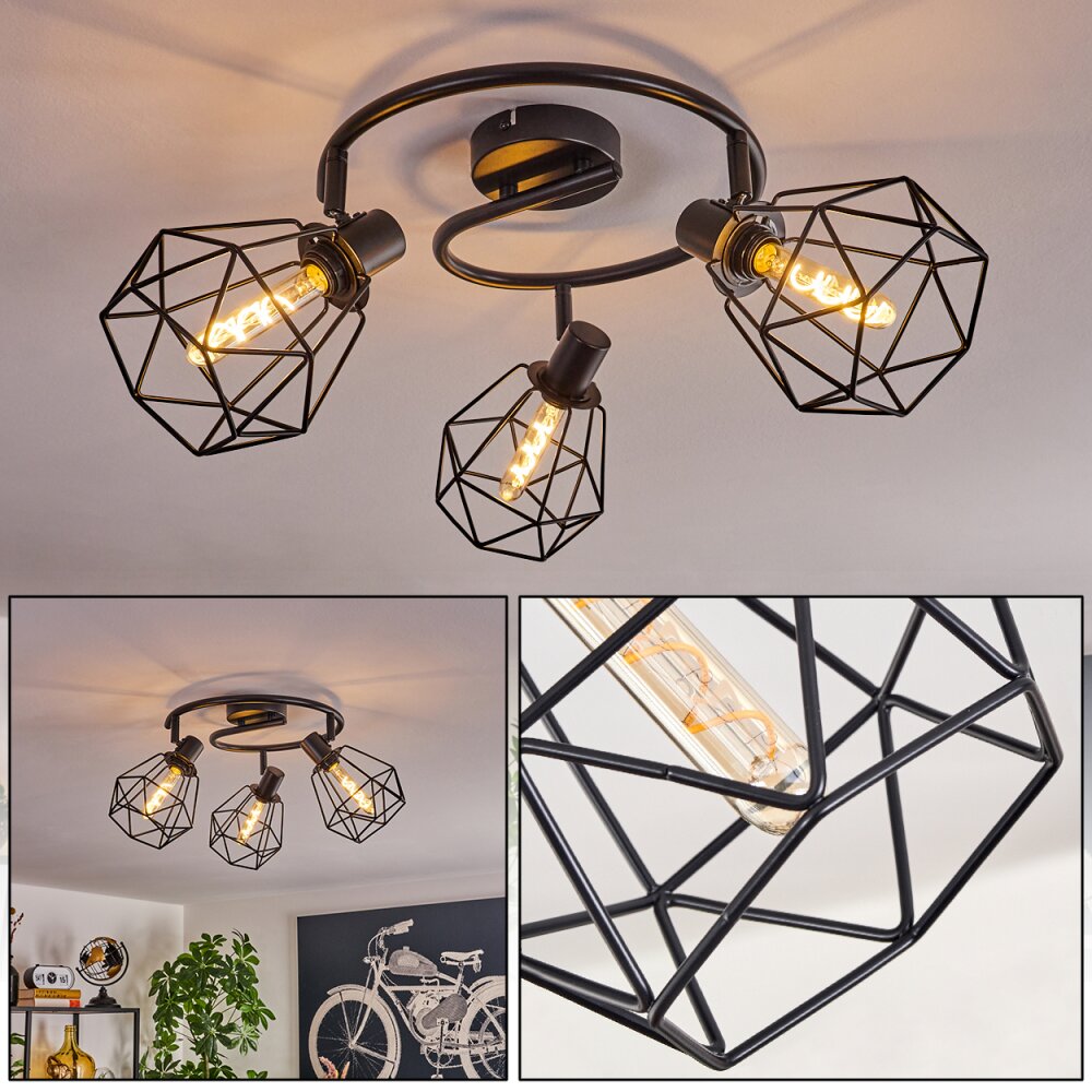 Plafonnier Yaak Noir, 3 lumières main product photo