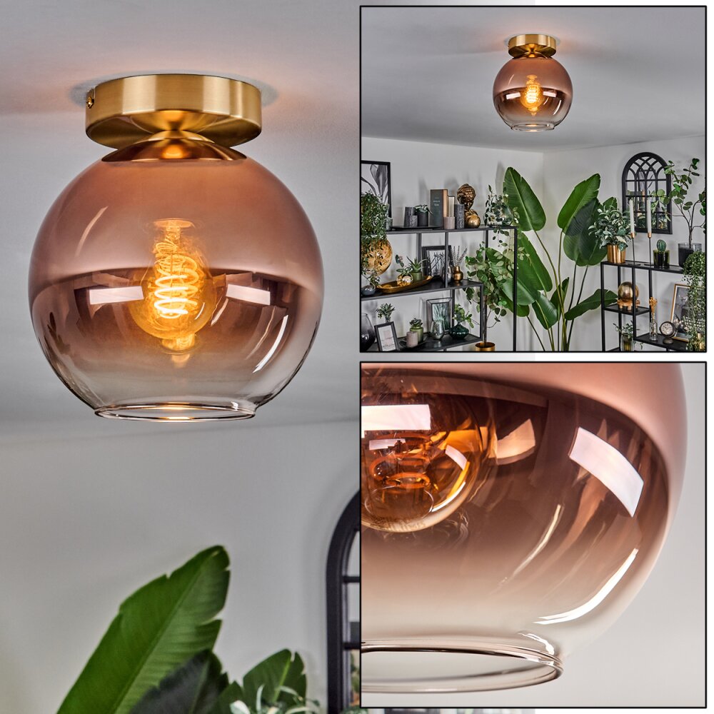 Plafonnier - Verre 20 cm Koyoto Or, Noir, 1 lumière main product photo