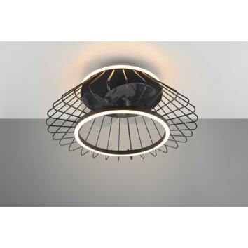 Ventilateur de plafond Reality KARLSBORG LED Noir, 1 lumière, Télécommandes