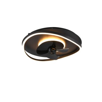 Ventilateur de plafond Reality SORTLAND LED Noir, 1 lumière, Télécommandes