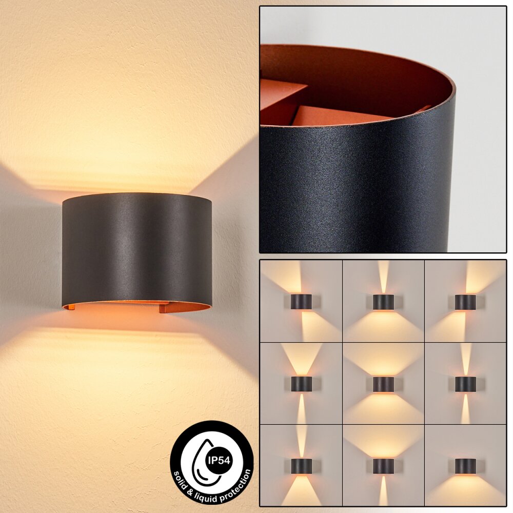 Tamarin Lampe murale d´extérieur, Luminaire Up & Down, Applique murale LED Cuivre, Noir, 1 lumière main product photo