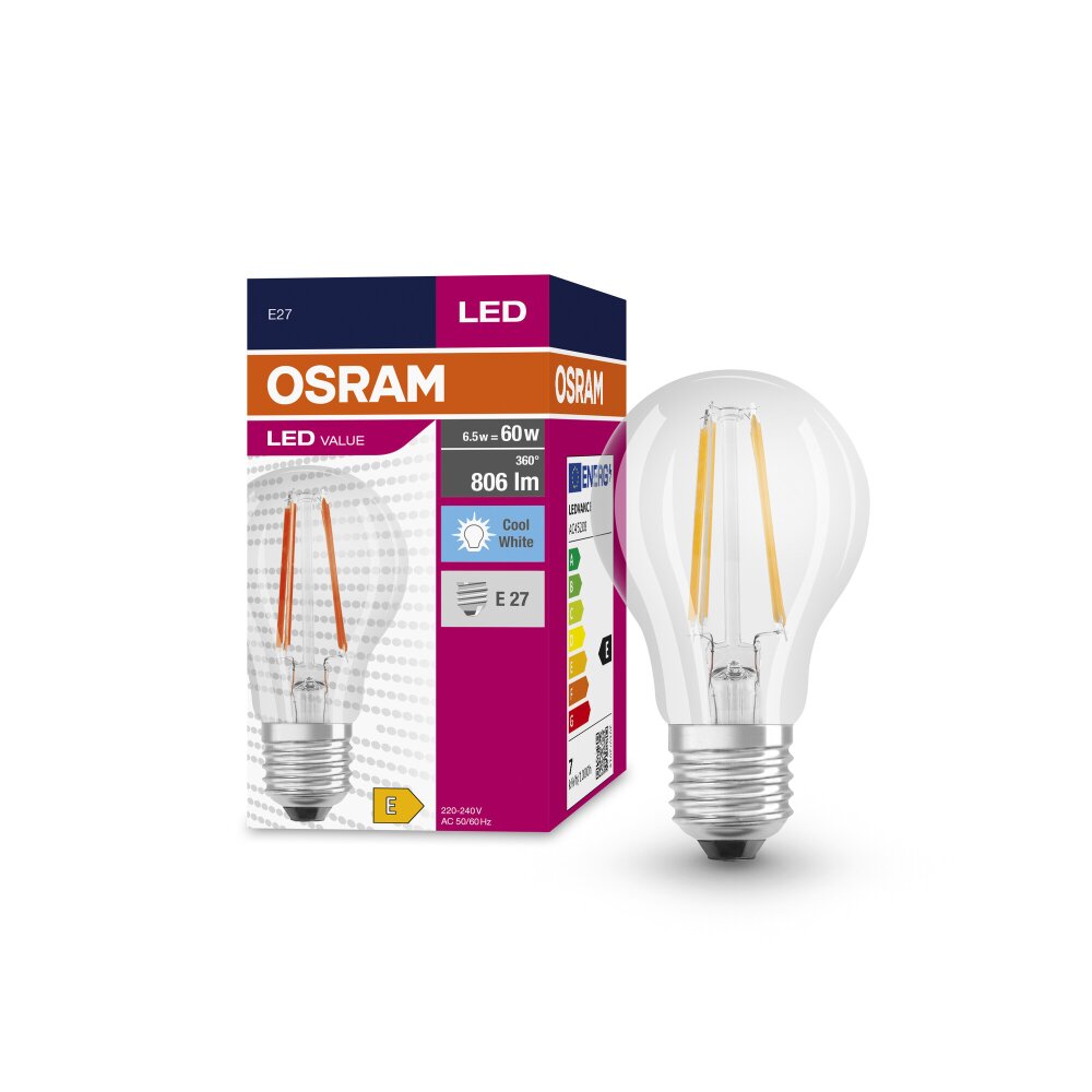 Luminaires Osram E27 LED 6.5 Watt blanc neutre 806 Lumen main product photo