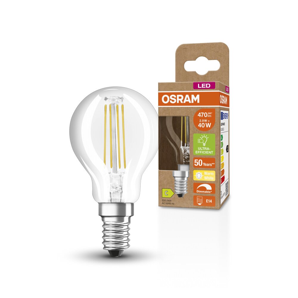 Luminaires Osram E14 LED 2.9 Watt blanc chaud dimmable 470 Lumen main product photo