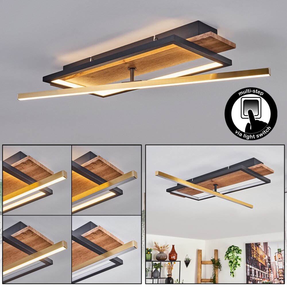 Cascada Plafonnier LED Laiton, Écru, Noir, 1 lumière main product photo