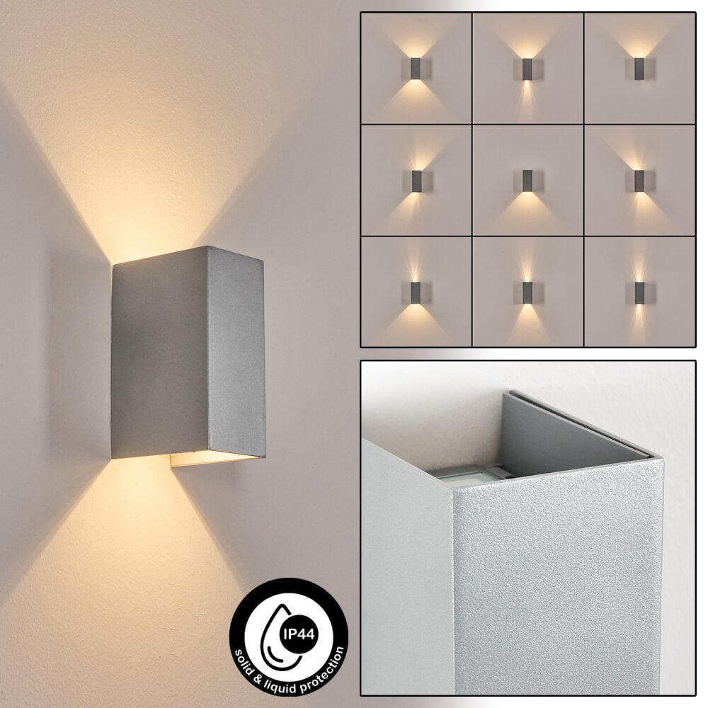 Hoods Lampe murale d´extérieur, Luminaire Up & Down, Applique murale LED Argenté, 1 lumière main product photo