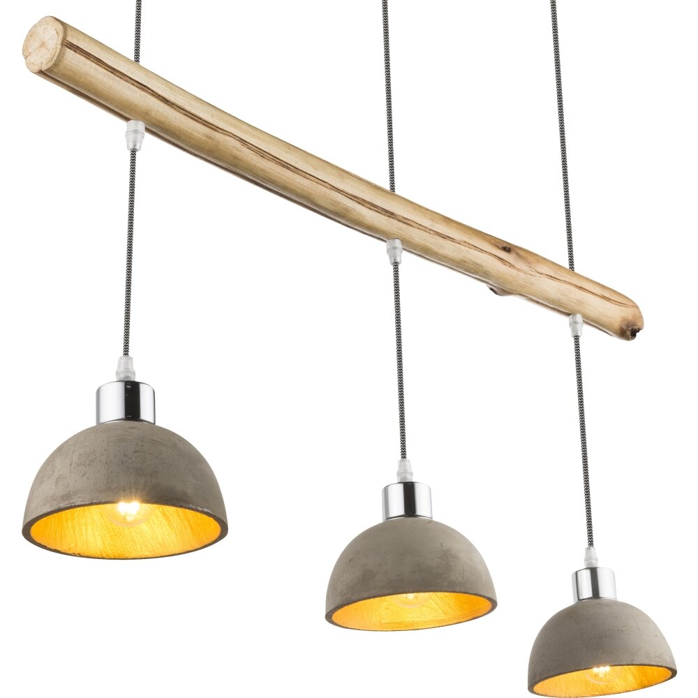 Suspension Globo Jebel Bois clair, Nickel mat, 3 lumières main product photo