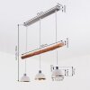 Suspension Ambri Bois clair, Nickel mat, 3 lumières