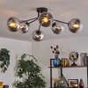 Gastor Plafonnier 74 cm Chrome, Clair, Fumé, 6 lumières