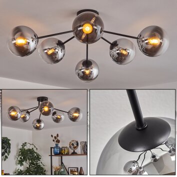 Gastor Plafonnier 74 cm Chrome, Clair, Fumé, 6 lumières