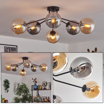 Gastor Plafonnier 74 cm Ambre, Fumé, 6 lumières