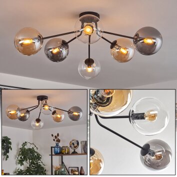 Gastor Plafonnier 74 cm Ambre, Clair, Fumé, 6 lumières