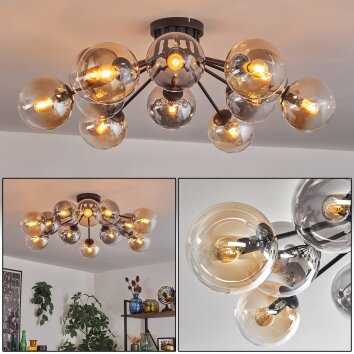 Gastor Plafonnier 91 cm Ambre, Clair, Fumé, 12 lumières