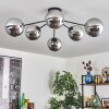 Gastor Plafonnier Chrome, Fumé, 6 lumières