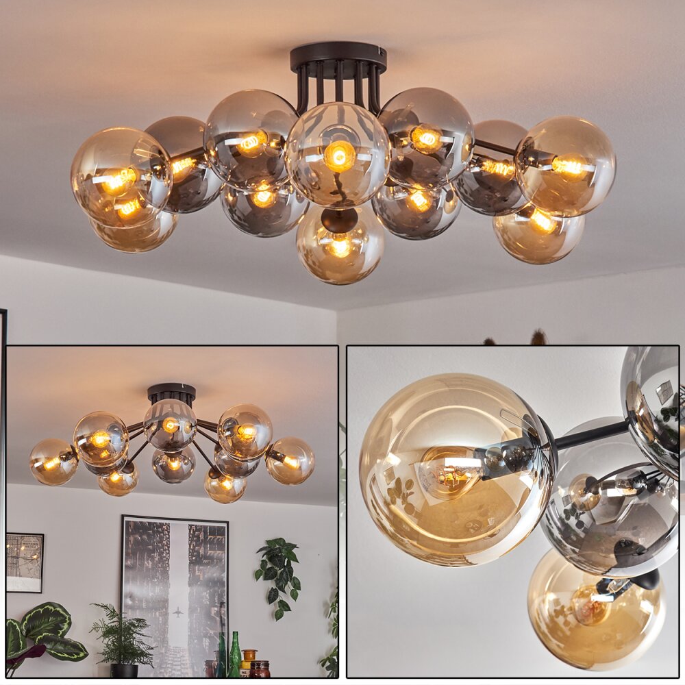 Gastor Plafonnier 91 cm Ambre, Fumé, 12 lumières main product photo