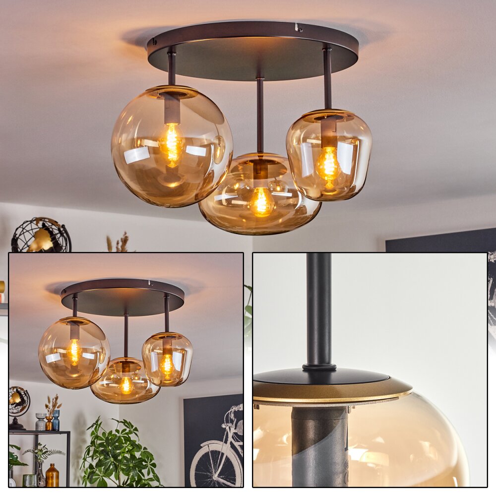 Zernez Plafonnier Noir, 3 lumières main product photo