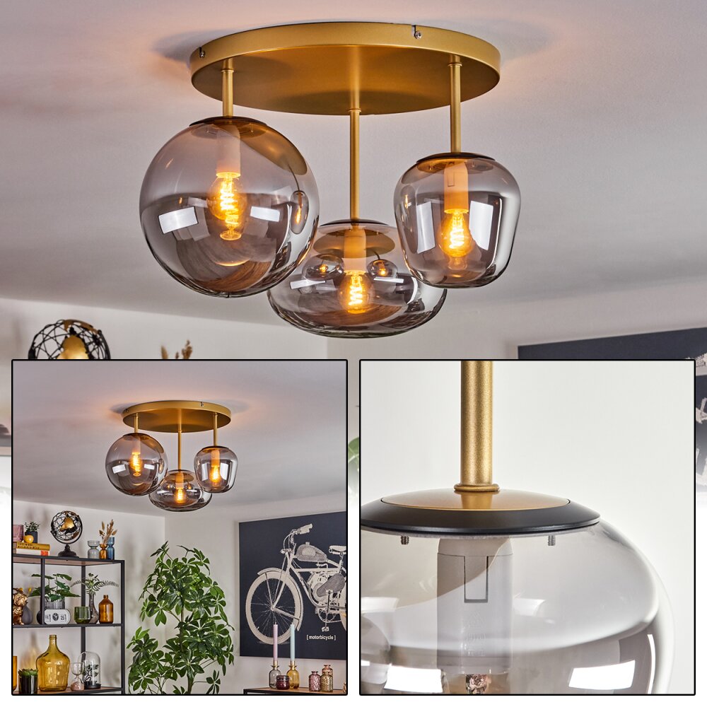 Zernez Plafonnier Or, 3 lumières main product photo