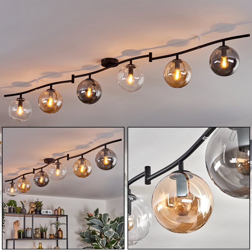 Gastor Plafonnier, Boule lumineuse Ambre, Clair, Fumé, 6 lumières main product photo