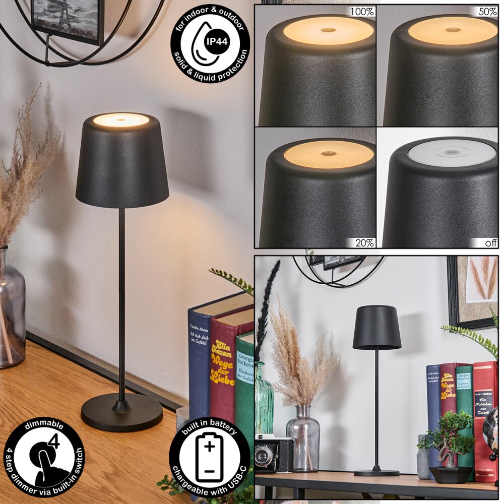 Belece Lampe de table d'extérieur, Lampe à poser LED Noir, 1 lumière main product photo
