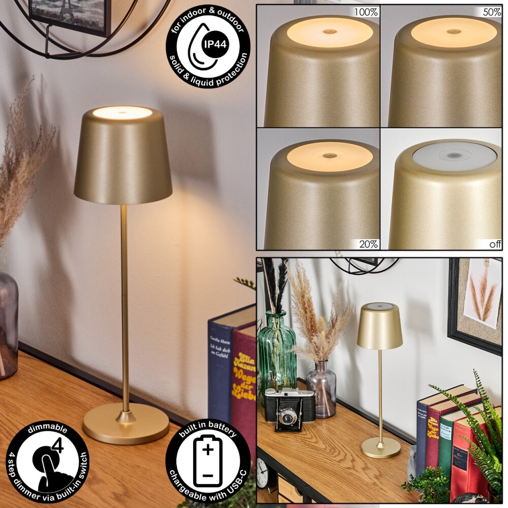Belece Lampe de table d'extérieur, Lampe à poser LED Or, 1 lumière main product photo