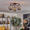Gastor Plafonnier, Boule lumineuse Chrome, Fumé, 3 lumières