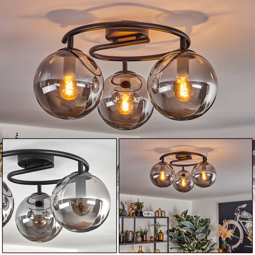 Gastor Plafonnier, Boule lumineuse 37 cm Fumé, 3 lumières main product photo