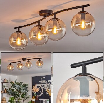 Gastor Plafonnier, Boule lumineuse Ambre, Clair, 4 lumières