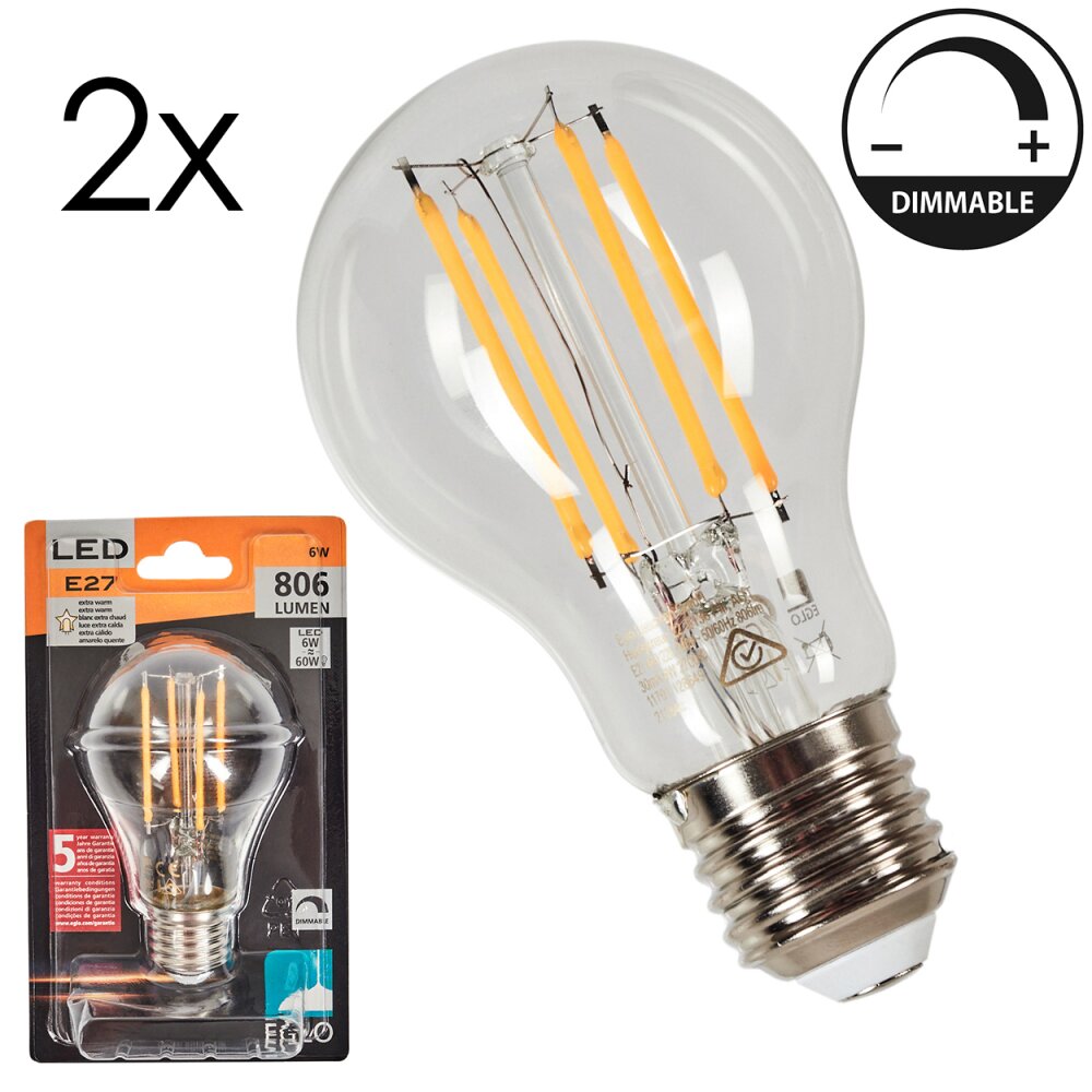 E27 LED 6 Watt blanc chaud dimmable 806 Lumen main product photo