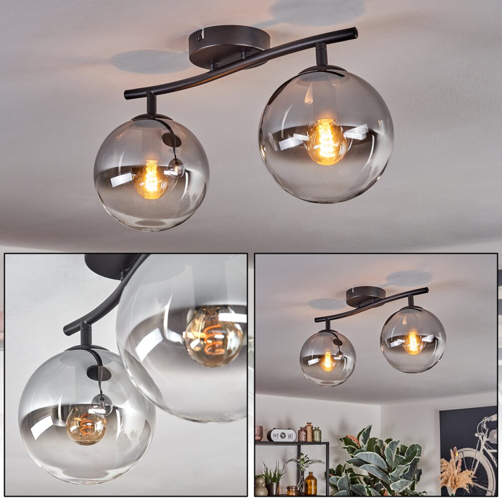 Gastor Plafonnier, Boule lumineuse Clair, Fumé, 2 lumières main product photo