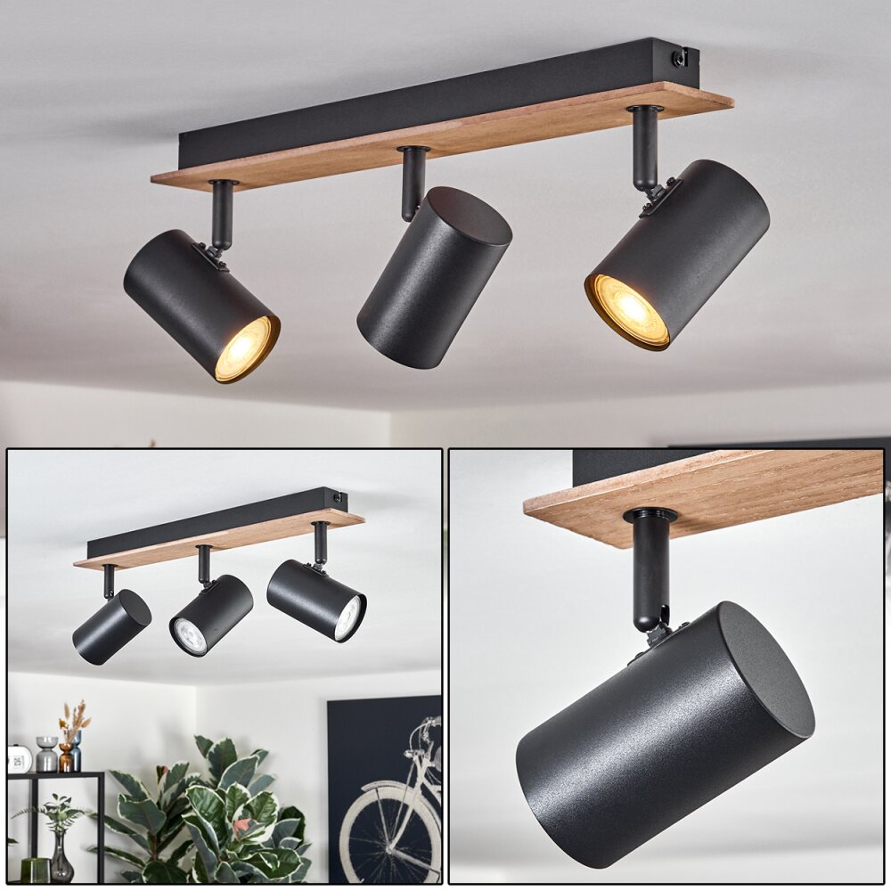 Guardais Plafonnier Brun, Couleur bois, Noir, 3 lumières main product photo