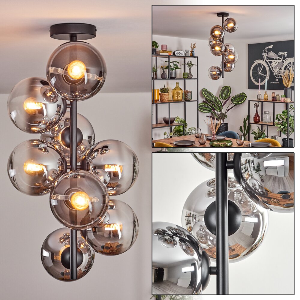 Gastor Plafonnier, Boule lumineuse 32 cm Chrome, Clair, Fumé, 8 lumières main product photo