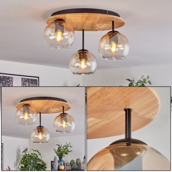 Koyoto Plafonnier, Boule lumineuse Écru, Noir, 3 lumières