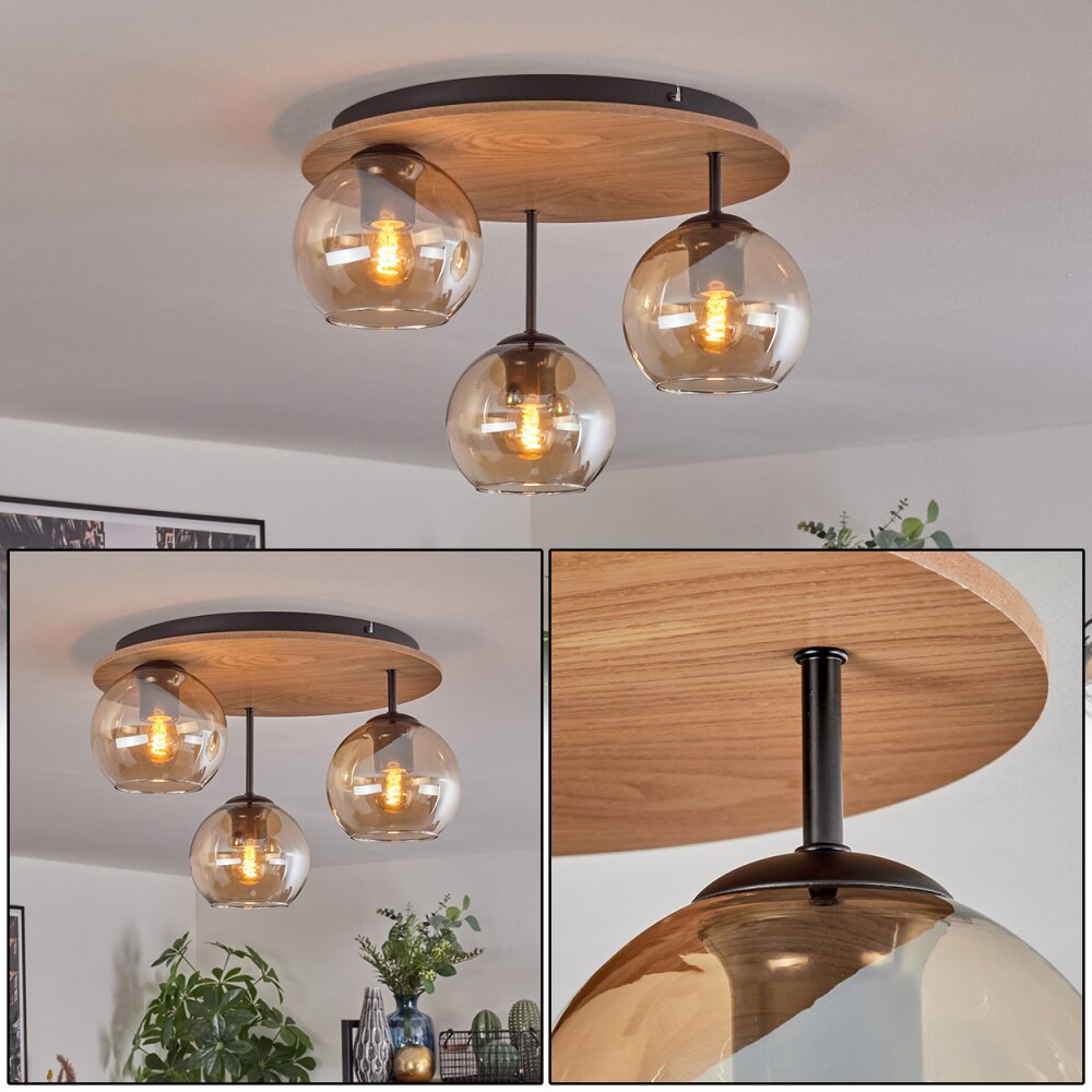 Koyoto Plafonnier, Boule lumineuse Écru, Noir, 3 lumières main product photo