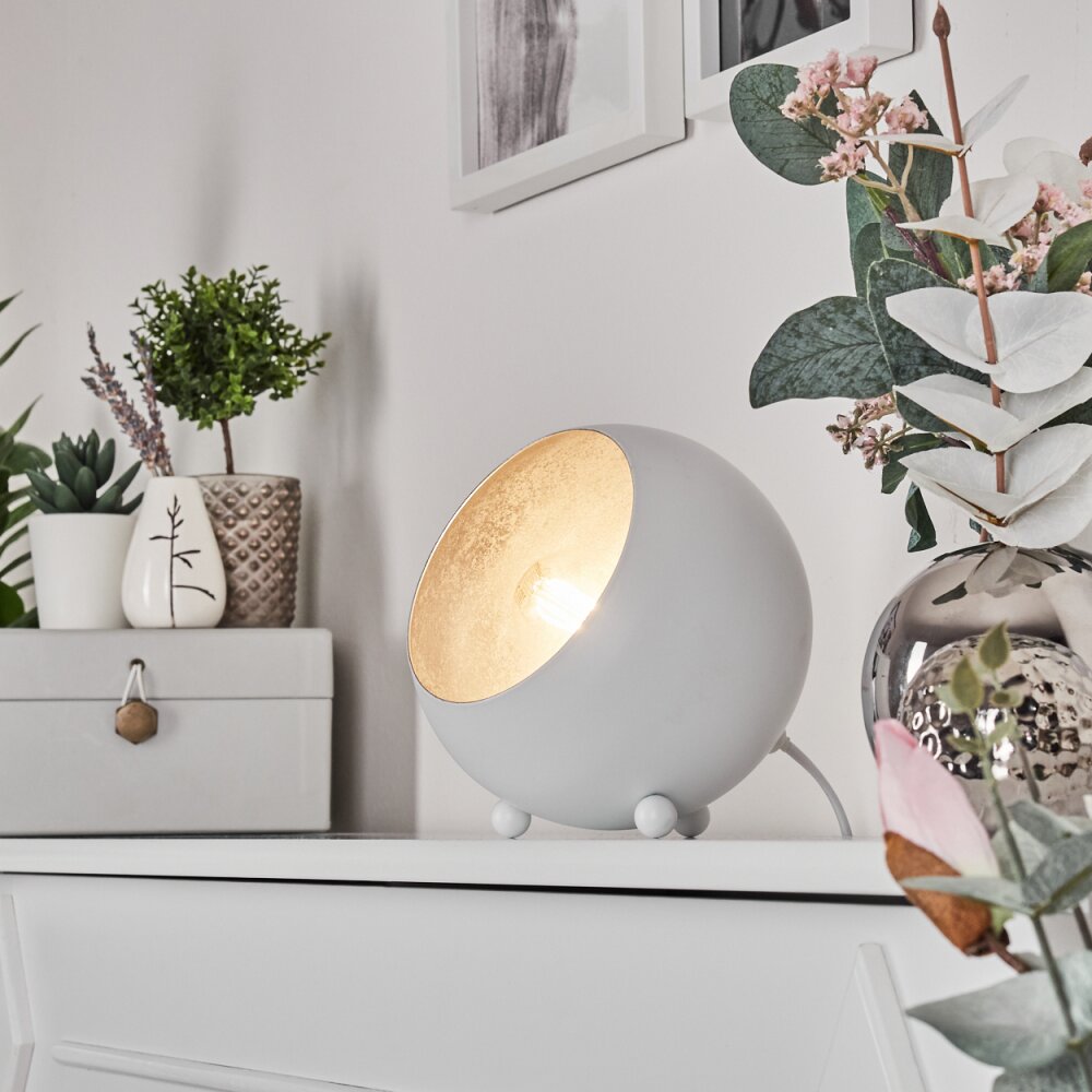 Lampe de table Hajo Argenté, Blanc, 1 lumière main product photo