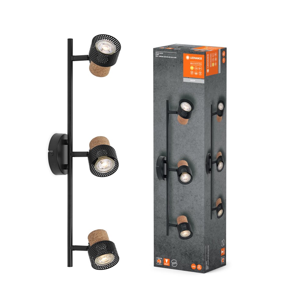 Spot Plafonnier Luminaires Ledvance LED Noir, 3 lumières main product photo