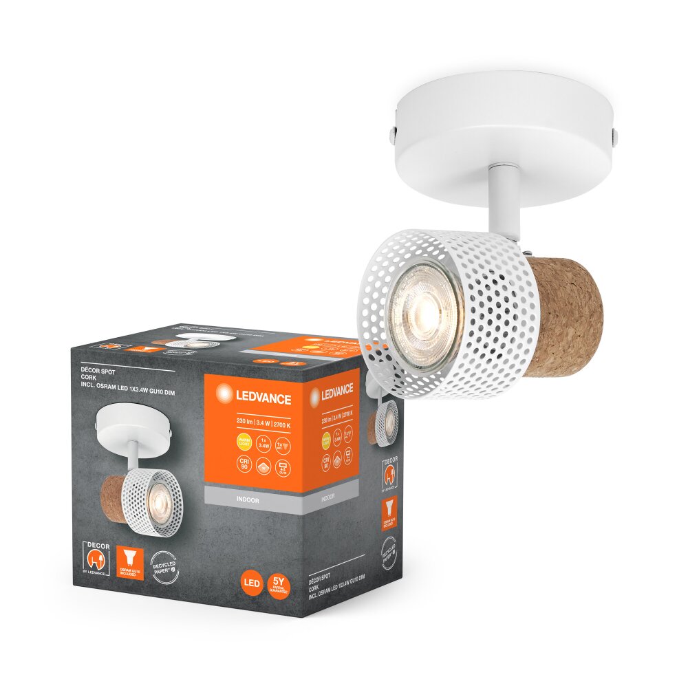 Spot Plafonnier Luminaires Ledvance LED Blanc, 1 lumière main product photo