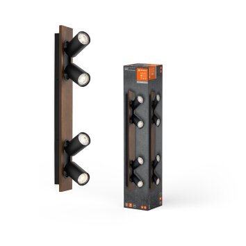 Spot Plafonnier, Spot de plafond Luminaires Ledvance LED Couleur bois, Noir, 4 lumières