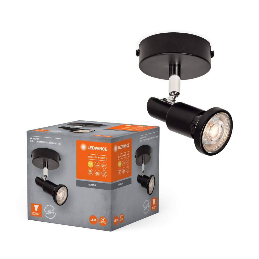 Spot Plafonnier Luminaires Ledvance LED Noir, 1 lumière main product photo