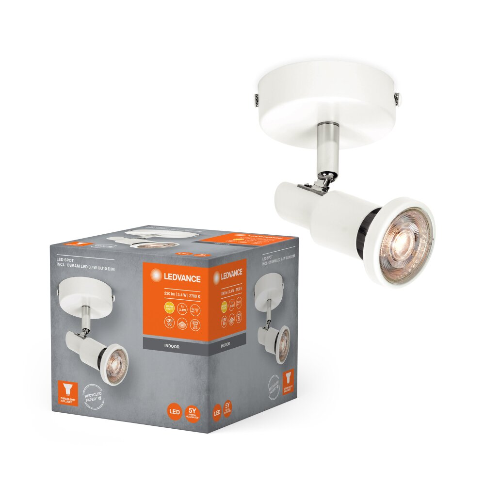 Spot Plafonnier Luminaires Ledvance LED Blanc, 1 lumière main product photo