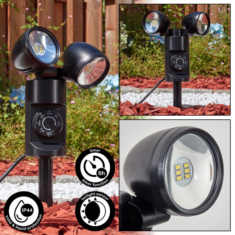 Plingshult Luminaire extérieur, Pieu, Eclairage de chemin LED Noir, 2 lumières main product photo