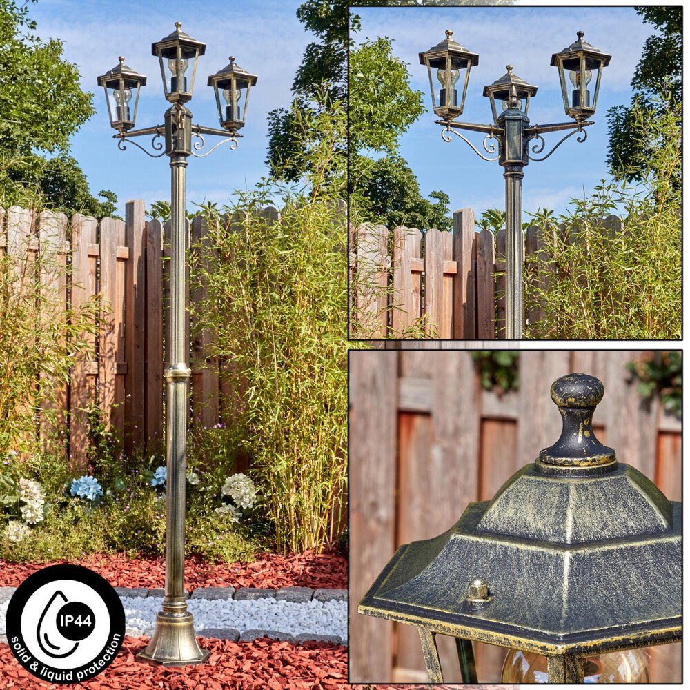 Loria Luminaire extérieur, Réverbère, Eclairage de chemin Brun, Or, 3 lumières main product photo