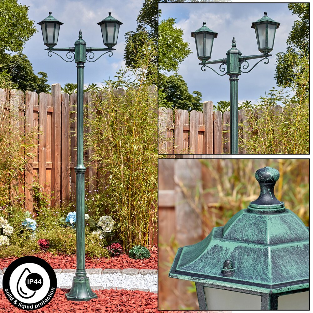 Loria Luminaire extérieur, Réverbère, Eclairage de chemin Vert, Noir, 2 lumières main product photo