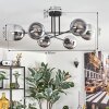 Gastor Plafonnier, Boule lumineuse 80 cm Chrome, Clair, Fumé, 6 lumières