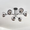 Gastor Plafonnier, Boule lumineuse 80 cm Chrome, Clair, Fumé, 6 lumières