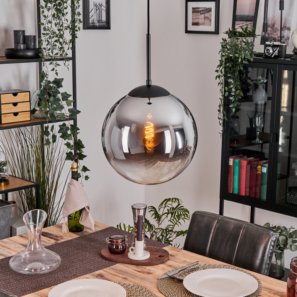 Gastor Suspension, Boule lumineuse 30 cm Chrome, Clair, Fumé, 1 lumière main product photo