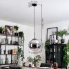 Gastor Suspension, Boule lumineuse 30 cm Chrome, Clair, Fumé, 1 lumière