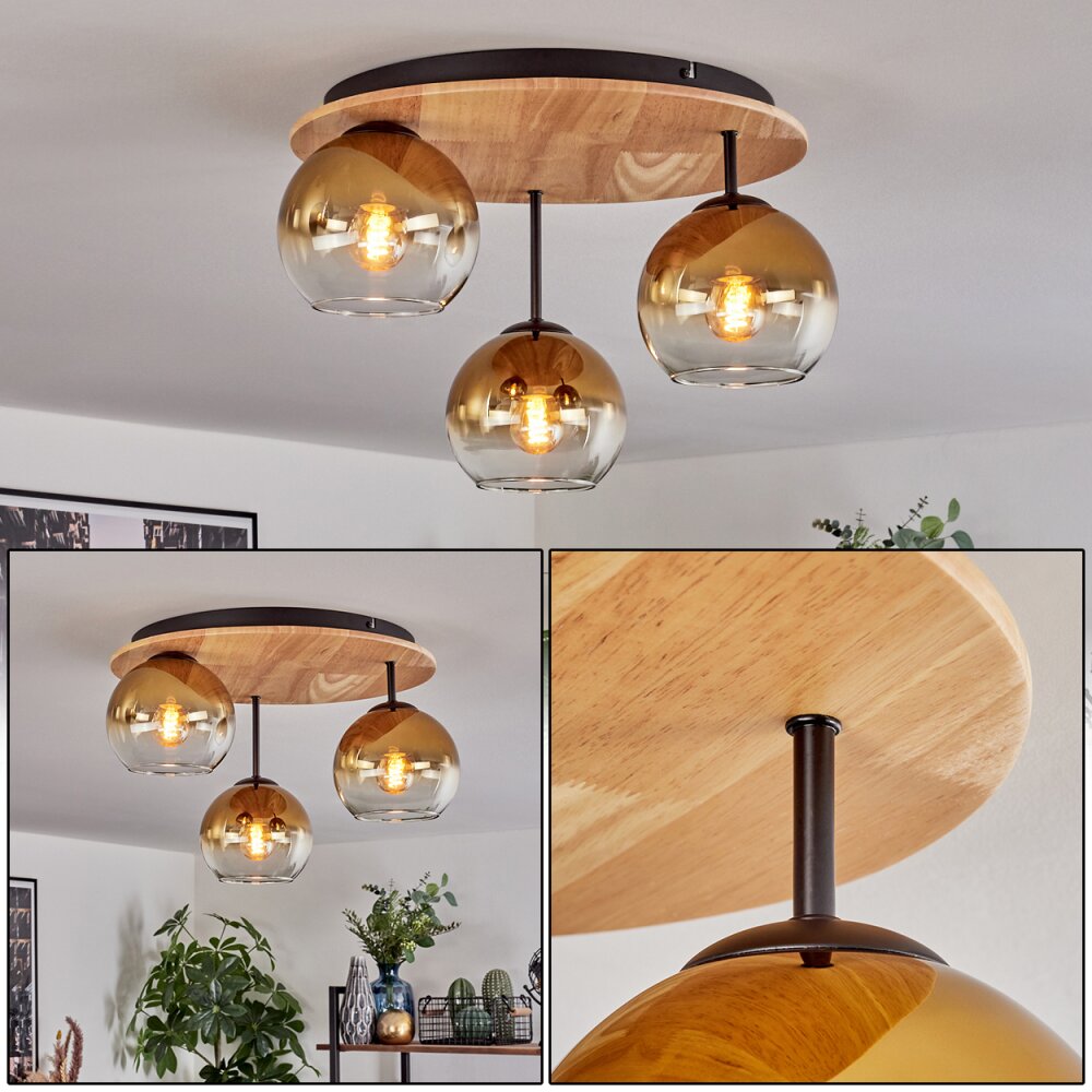 Koyoto Plafonnier, Boule lumineuse 40 cm Écru, Noir, 3 lumières main product photo