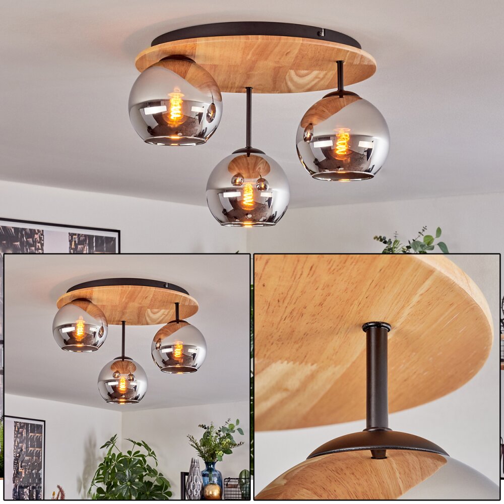 Koyoto Plafonnier, Boule lumineuse 40 cm Écru, Noir, 3 lumières main product photo