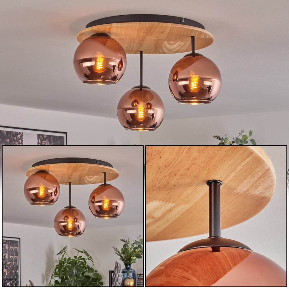 Koyoto Plafonnier, Boule lumineuse 40 cm Écru, Noir, 3 lumières main product photo