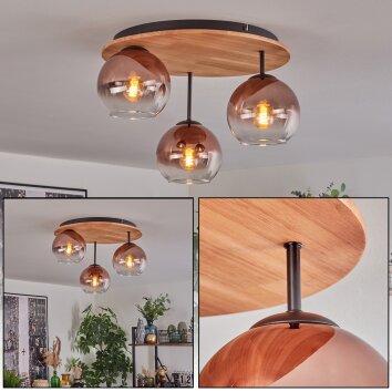 Koyoto Plafonnier, Boule lumineuse 40 cm Écru, Noir, 3 lumières